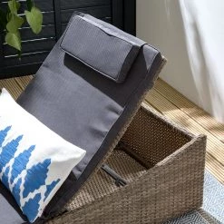 Jardi Chaise longue Villebon II - Tissu / Polyrotin - Anthracite / Marron -Rangements Soldes 1000117651 180914 07323115 GALLERYIMAGES P000000001000117651