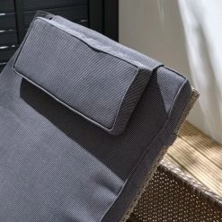 Jardi Chaise longue Villebon II - Tissu / Polyrotin - Anthracite / Marron -Rangements Soldes 1000117651 180914 07323118 GALLERYIMAGES P000000001000117651