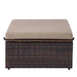 Tabouret de jardin Paradise Lounge - Polyrotin / Nylon - Marron / Beige -Rangements Soldes 1000134362 190903 06111200012 DETAILS P000000001000134362