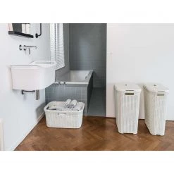 Curver Paniers à linge Zilzie (2 éléments) - Matière plastique - Blanc vintage -Rangements Soldes 1000150488 181219 06535100140 MOOD GALLERYIMAGES P000000001000150488 mood