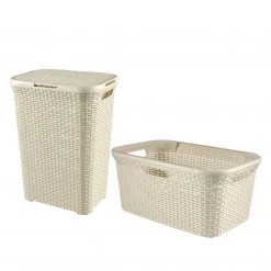 Curver Paniers à linge Zilzie (2 éléments) - Matière plastique - Blanc vintage -Rangements Soldes 1000150488 181219 06535200143 GALLERYIMAGES P000000001000150488