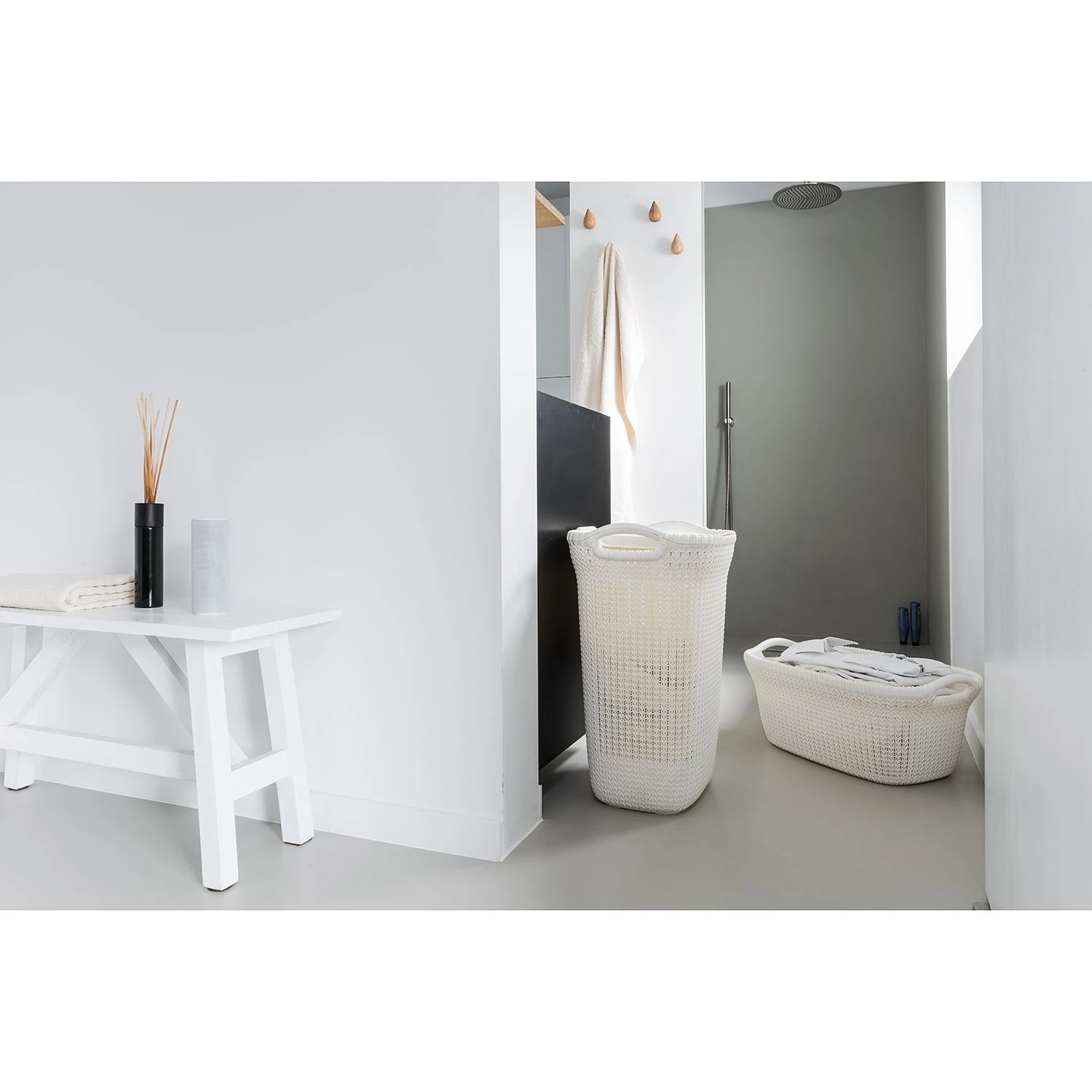 Curver Paniers à linge Knit (2 éléments) - Matière plastique - Gris sable 5 Curver Paniers à linge Knit (2 éléments) - Matière plastique - Gris sable – Image 3