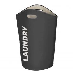 WENKO Panier à linge Lumo - Matière plastique- Gris foncé