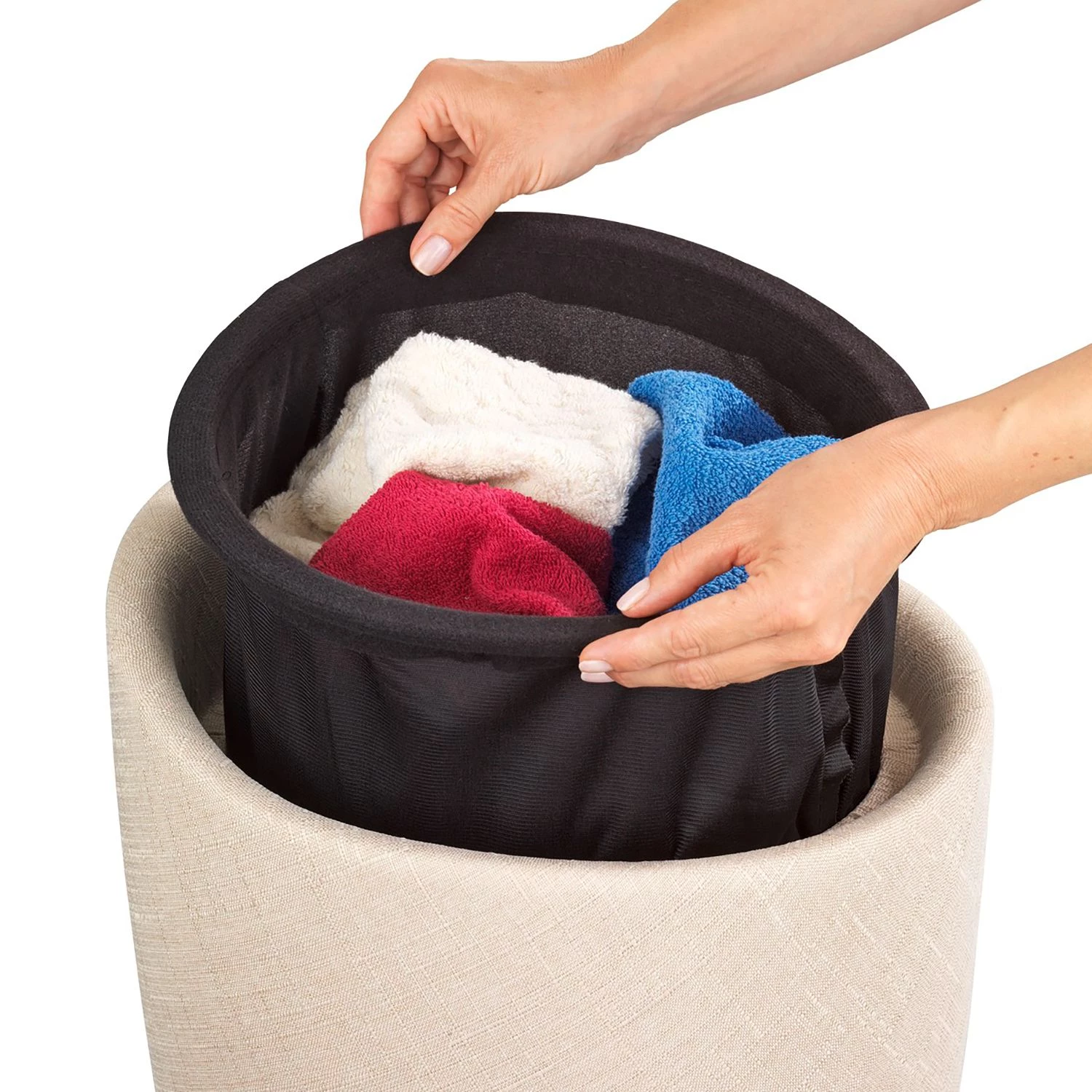 WENKO Panier à linge / Tabouret Candy I - Matière plastique / Tissu - Beige 6 WENKO Panier à linge / Tabouret Candy I - Matière plastique / Tissu - Beige – Image 4