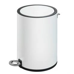 WENKO Poubelle de salle de bain à pédale Monza - Acier inoxydable / Polypropylène - Blanc