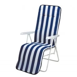 Best Freizeitmöbel Transat Chiemsee I - Acier / Tissu mélangé - Blanc / Bleu