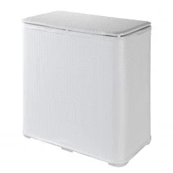 WENKO Panier à linge Wanda - Matière plastique - Blanc / Marron