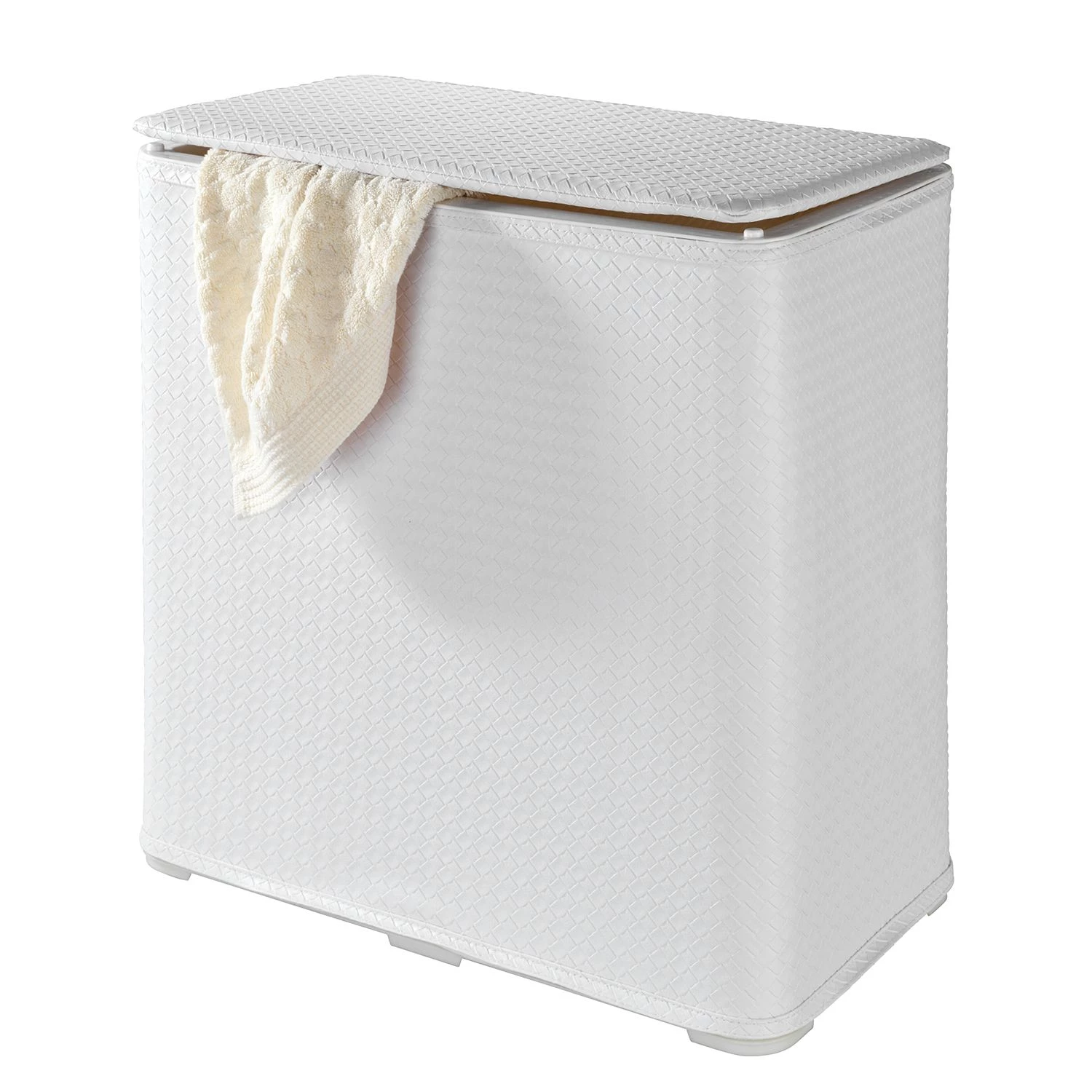 WENKO Panier à linge Wanda - Matière plastique - Blanc / Marron 4 WENKO Panier à linge Wanda - Matière plastique - Blanc / Marron – Image 2