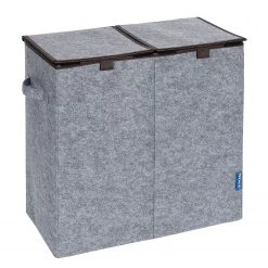 WENKO Panier à linge en feutre Duo - Polyester - Gris / Marron