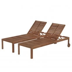 Jardi Chaises longues Mimo I (lot de 2) - Acacia massif - Marron