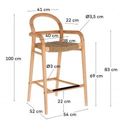 Julià Grup Chaises de bar Sheryl II - Eucalyptus massif / Polyester - Beige -Rangements Soldes 1000216696 200703 16585700053 SKETCH DETAILS P000000001000216696 sketch