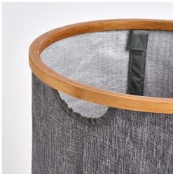 Zeller Panier à linge Bowery - Lin synthétique / Bambou massif - Gris -Rangements Soldes 1000218254 200707 12193400046 DETAILS P000000001000218254