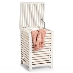Zeller Panier à linge Los Lunas - Noyer massif / Blanc -Rangements Soldes 1000218258 200707 12193500064 DETAILS P000000001000218258