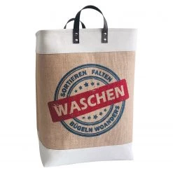 Flechtwaren Müller Panier à linge Jussy II - Jute / Coton - Beige