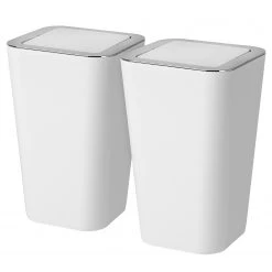 WENKO Poubelles Candy 6L (lot de 2) - Matière plastique - Blanc
