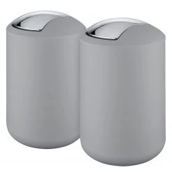 WENKO Poubelles Brasil I 6,5L (lot de 2) - Matière plastique - Gris