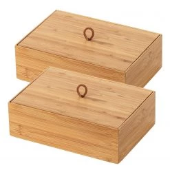 WENKO Boîtes bambou Terra II (lot de 2) - Bambou - Marron - 22 x 15 cm