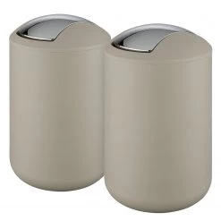 WENKO Poubelles Brasil 6,5 L (lot de 2) - Matière plastique - Taupe