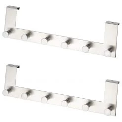 WENKO Porte-manteau de porte Celano (lot de 2) - Acier inoxydable - Argenté