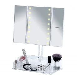 WENKO Miroir LED de table Fanano - Matière plastique / Verre - Blanc