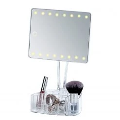 WENKO Miroir LED de table Trenno - Matière plastique / Verre - Blanc -Rangements Soldes 1000242995 210129 09320100161 DETAILS P000000001000242995