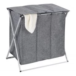 WENKO Panier à linge Trio Top - Polyester / Aluminium - Gris -Rangements Soldes 1000243015 210129 09320700206 DETAILS P000000001000243015