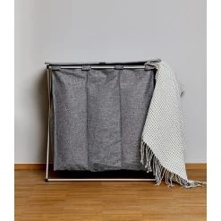 WENKO Panier à linge Trio Top - Polyester / Aluminium - Gris -Rangements Soldes 1000243015 210129 09320800208 DETAILS P000000001000243015