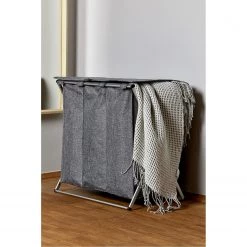 WENKO Panier à linge Trio Top - Polyester / Aluminium - Gris -Rangements Soldes 1000243015 210129 09320900209 DETAILS P000000001000243015