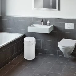 WENKO Poubelle Secura Premium - Métal - Blanc -Rangements Soldes 1000243026 210129 09321800242 DETAILS P000000001000243026