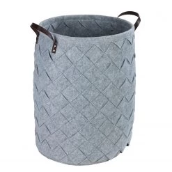 WENKO Panier à linge Trovo - Polyester - Gris clair