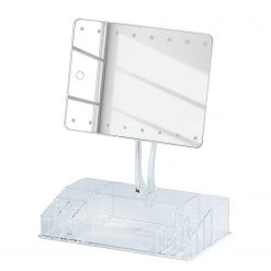 WENKO Miroir LED de table Farnese - Matière plastique / Verre - Blanc
