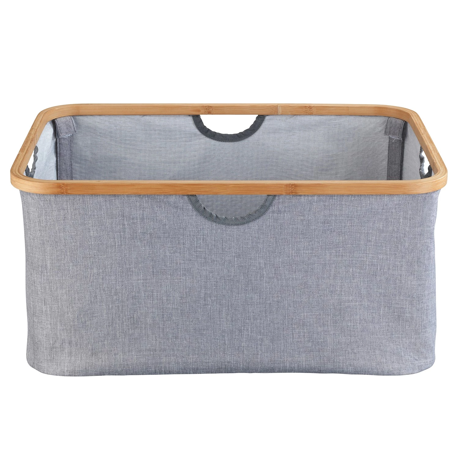 WENKO Panier à linge Bahari - Bambou / Polyester - Marron / Gris 3 WENKO Panier à linge Bahari - Bambou / Polyester - Marron / Gris