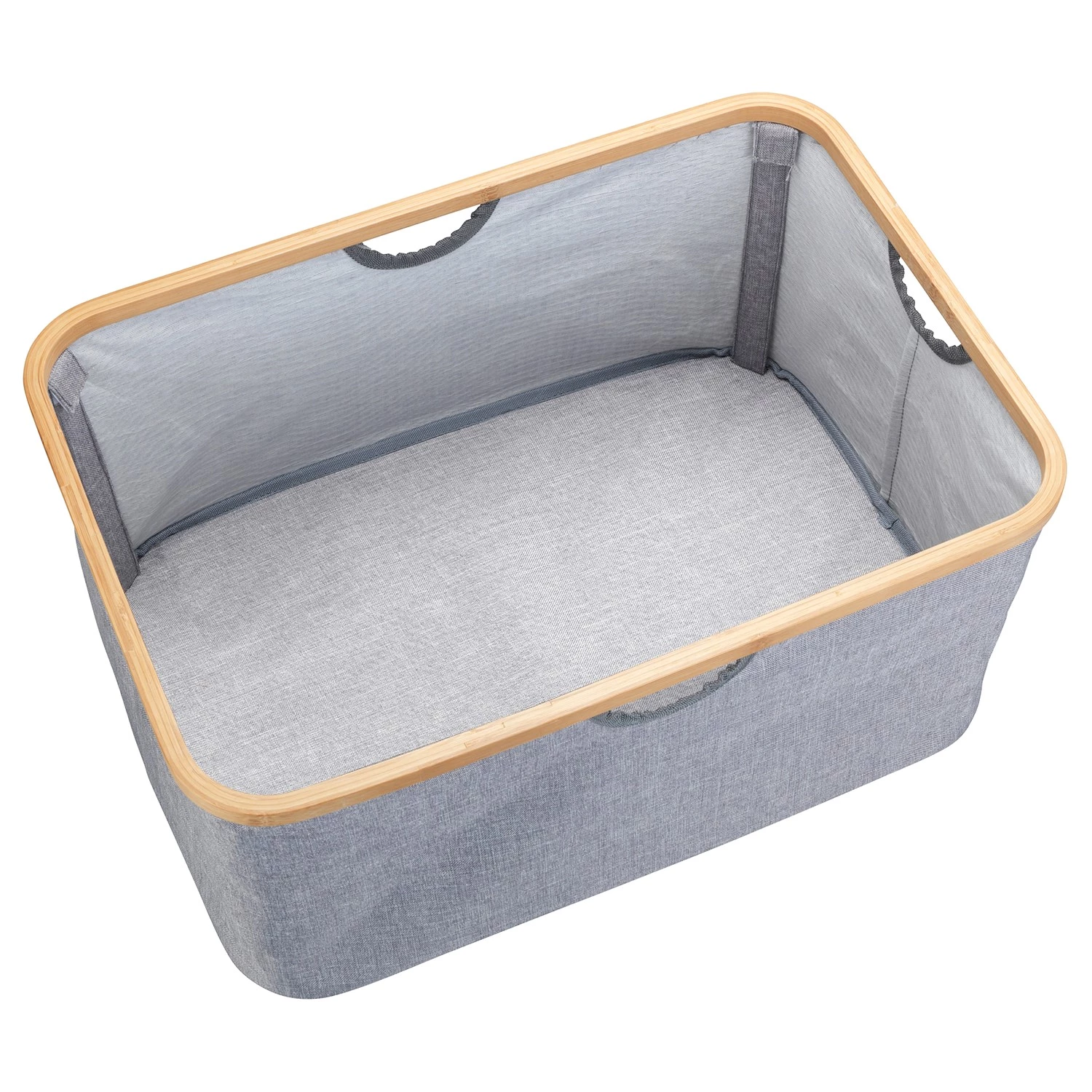 WENKO Panier à linge Bahari - Bambou / Polyester - Marron / Gris 4 WENKO Panier à linge Bahari - Bambou / Polyester - Marron / Gris – Image 2