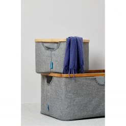 WENKO Panier à linge Bahari - Bambou / Polyester - Marron / Gris 15 WENKO Panier à linge Bahari - Bambou / Polyester - Marron / Gris -Rangements Soldes 1000243192 210129 09333500706 DETAILS P000000001000243192