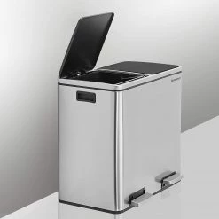 Songmics Poubelle Montferrat I - Acier inoxydable / Polypropylène - Noir -Rangements Soldes 1000254509 210326 08440900013 DETAILS P000000001000254509