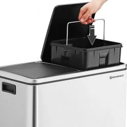 Songmics Poubelle Montferrat I - Acier inoxydable / Polypropylène - Noir -Rangements Soldes 1000254509 210326 08441000015 DETAILS P000000001000254509