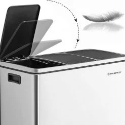 Songmics Poubelle Montferrat II - Acier / Polypropylène - Argenté / Noir -Rangements Soldes 1000254510 210326 08441100023 DETAILS P000000001000254510