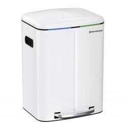 Songmics Poubelle Bieuzy - Acier / Polypropylène - Blanc / Noir