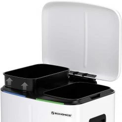 Songmics Poubelle Bieuzy - Acier / Polypropylène - Blanc / Noir -Rangements Soldes 1000254511 210326 08441100027 DETAILS P000000001000254511