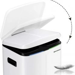 Songmics Poubelle Bieuzy - Acier / Polypropylène - Blanc / Noir -Rangements Soldes 1000254511 210326 08441200031 DETAILS P000000001000254511