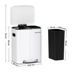 Songmics Poubelle Bieuzy - Acier / Polypropylène - Blanc / Noir -Rangements Soldes 1000254511 210326 08441200032 DETAILS P000000001000254511