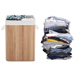 Songmics Panier à linge Mondeville - Bambou / Tissu - Beige -Rangements Soldes 1000254537 210326 08442400150 DETAILS P000000001000254537