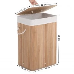 Songmics Panier à linge Mondeville - Bambou / Tissu - Beige -Rangements Soldes 1000254537 210326 08442500153 DETAILS P000000001000254537