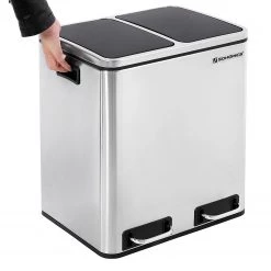 Songmics Poubelle Bonnac - Acier / Polypropylène - Argenté / Noir -Rangements Soldes 1000254541 210326 08442800176 DETAILS P000000001000254541