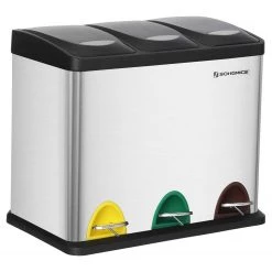 Rangements Soldes 33 Songmics Poubelle Bosset I - Acier / Polypropylène - Argenté