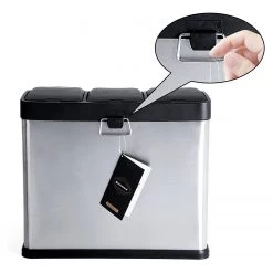 Songmics Poubelle Bosset I - Acier / Polypropylène - Argenté -Rangements Soldes 1000254546 210326 08443000198 DETAILS P000000001000254546