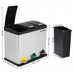 Songmics Poubelle Bosset I - Acier / Polypropylène - Argenté -Rangements Soldes 1000254546 210326 08443100199 DETAILS P000000001000254546