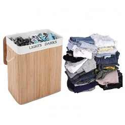 Songmics Panier à linge Beaulon - Bambou / Tissu - Blanc -Rangements Soldes 1000254550 210326 08443300231 DETAILS P000000001000254550