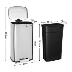 Songmics Poubelle Milizac II - Acier / Polypropylène - Argenté -Rangements Soldes 1000254562 210326 08444200292 DETAILS P000000001000254562