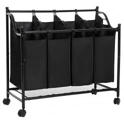 Songmics Panier à linge Belleme III - Fer / Polyester - Noir